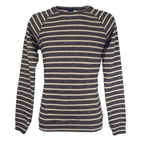✨Scotch & Soda Sweatshirt Striped Crewneck French Terry Cotton Linen Black White - Picture 1 of 12